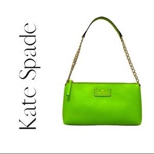 Kate Spade Byrd Wellesley Green Vine Leather Small Shoulder Bag